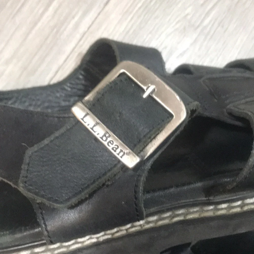 L. L. Bean Black Leather Fisherman Style Sandals         ‎   size 12